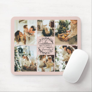 Moderne Fotocollage Gepersonaliseerde Blush Pink Muismat