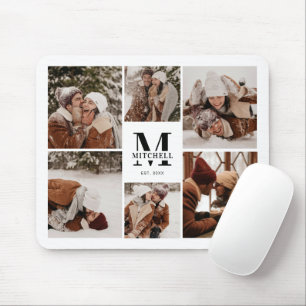 Moderne Fotocollage Gepersonaliseerde Monogram Gif Muismat