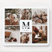 Moderne Fotocollage Gepersonaliseerde Monogram Gif Muismat (Voorkant)