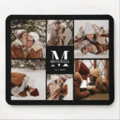 Moderne Fotocollage Gepersonaliseerde Monogram Gif Muismat (Voorkant)