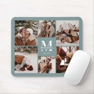 Moderne fotocollage gepersonaliseerde monogram gro muismat