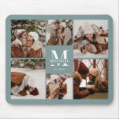 Moderne fotocollage gepersonaliseerde monogram gro muismat (Voorkant)