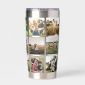 Moderne fotocollage gepersonaliseerde naam geïsoleerde drinkbeker (Achterkant)