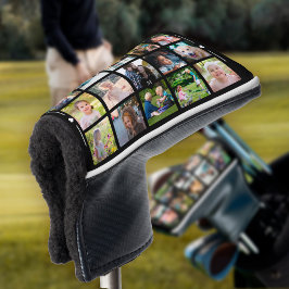 Moderne fotocollage golfer monogram gepersonalisee golfheadcover