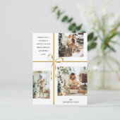 Moderne fotocollage gouden doos lint kerst feestdagenkaart (Staand voorkant)