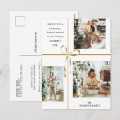 Moderne fotocollage gouden doos lint kerst feestdagenkaart (Voorkant / Achterkant)