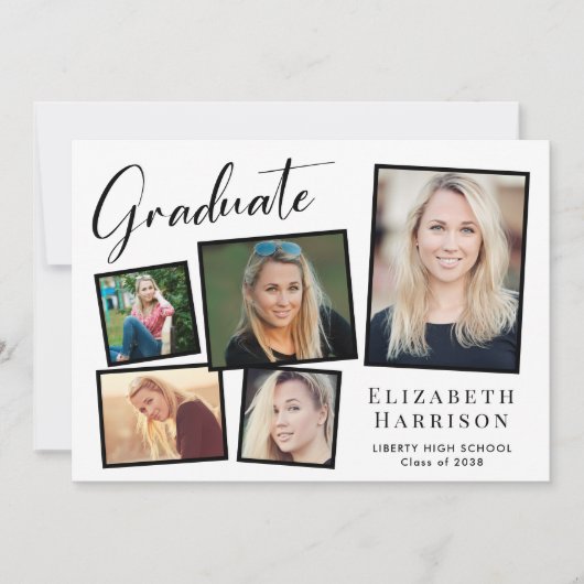 Moderne fotocollage Graduation Party Kaart (Voorkant)