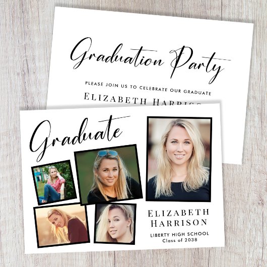 Moderne fotocollage Graduation Party Kaart