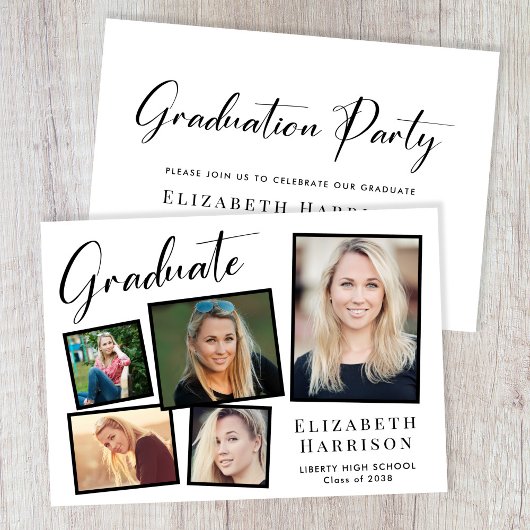 Moderne fotocollage Graduation Party Kaart