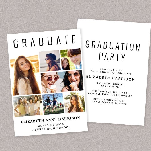 Moderne fotocollage Graduation Party Kaart