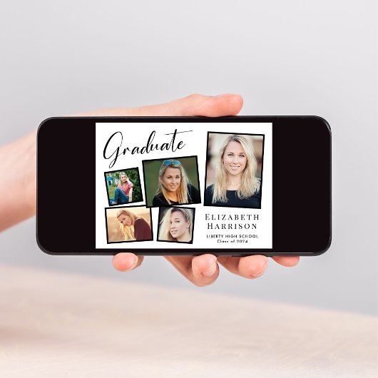 Moderne fotocollage Graduation Party Kaart