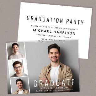 Moderne fotocollage Graduation Party Kaart