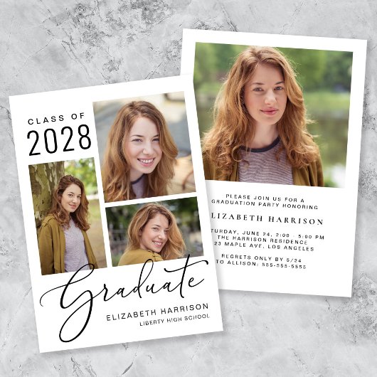 Moderne fotocollage Graduation Party Kaart