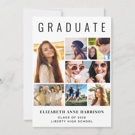 Moderne fotocollage Graduation Party Kaart (Voorkant)