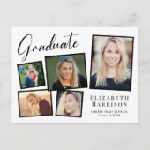 Moderne fotocollage Graduation Party Uitnodiging Briefkaart (Voorkant)