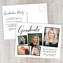Moderne fotocollage Graduation Party Uitnodiging Briefkaart