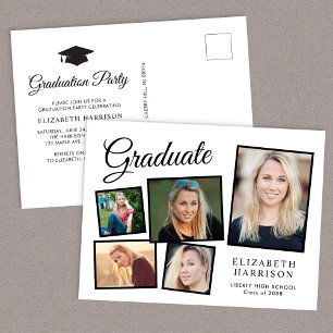 Moderne fotocollage Graduation Party Uitnodiging Briefkaart