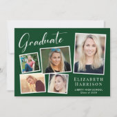 Moderne Fotocollage Groen Afstudeerfeest Kaart (Voorkant)