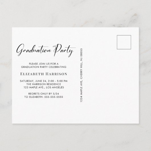 Moderne Fotocollage Groen Goud Afstudeerfeest Uitnodiging Briefkaart (Achterkant)