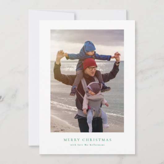 Moderne fotocollage groen vrolijk kerstfeest geluk feestdagenkaart (Voorkant)