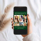 Moderne fotocollage groene afstudeerfeest kaart