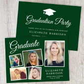 Moderne fotocollage groene afstudeerfeest kaart
