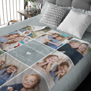 Moderne Fotocollage Grote Oma Custom Blauw Fleece Deken