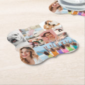 Moderne fotocollage Happy birthday Schattige Kartonnen Onderzetters (Gekanteld)