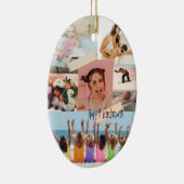 Moderne fotocollage Happy birthday Schattige Keramisch Ornament (Rechts)