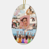 Moderne fotocollage Happy birthday Schattige Keramisch Ornament (Links)