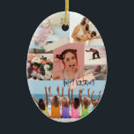 Moderne fotocollage Happy birthday Schattige Keramisch Ornament<br><div class="desc">Gelukkige verjaardag Het moderne ontwerp van de fotocollage is het perfecte verjaardagscadeau voor uw zoon of dochter. Kies gewoon je favoriete foto's,  pas het bericht en voila aan.</div>