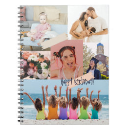 Moderne fotocollage Happy birthday Schattige Notitieboek