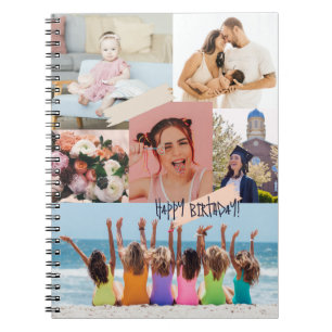 Moderne fotocollage Happy birthday Schattige Notitieboek
