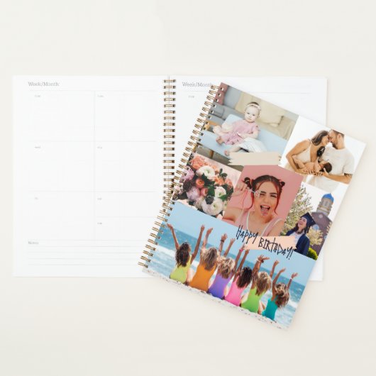 Moderne fotocollage Happy birthday Schattige Planner (Display)
