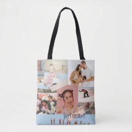 Moderne fotocollage Happy birthday Schattige Tote Bag