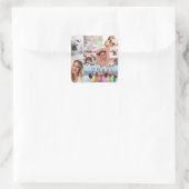 Moderne fotocollage Happy birthday Schattige Vierkante Sticker (Tas)