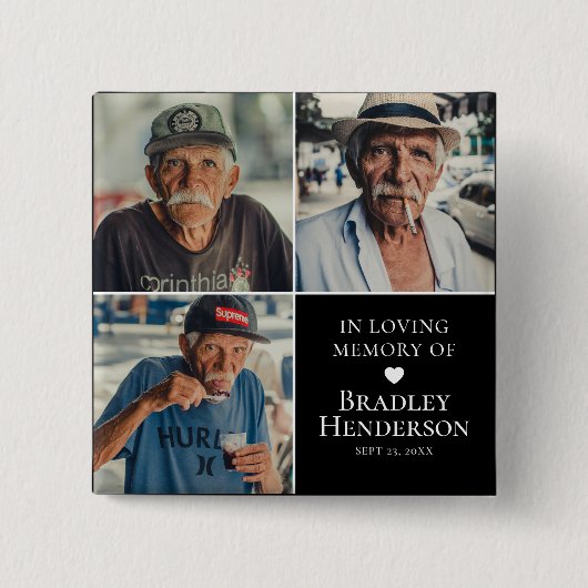 Moderne Fotocollage Herinneringsdoos Aandenken Vierkante Button 5,1 Cm (Voorkant)