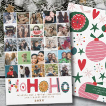 Moderne fotocollage Ho Ho Ho kerstkaart