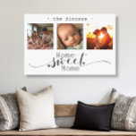 Moderne Fotocollage Home Sweet Home Canvas Afdruk<br><div class="desc">Deze prachtige canvasmuurkunst beschikt over een prachtige fotocollage van drie lijsten met gekoesterde herinneringen, versierd met de oprechte boodschap 'Home Sweet Home'. Het elegante zwart-wit ontwerp, gecombineerd met een prachtig script en gedrukte typografie, creëer is een verfijnd en duurzaam stuk dat elke interieurstijl zal aanvullen. Personaliseer het met uw familienaam....</div>