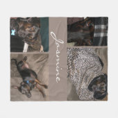 Moderne Fotocollage Hond Taupe Fleece Deken (Voorkant (Horizontaal))