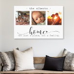 Moderne fotocollage huis niet alleen een plek canvas afdruk<br><div class="desc">Deze prachtige canvaswandkunst beschikt over een prachtige fotocollage van drie lijsten met gekoesterde herinneringen, versierd met de oprechte boodschap: "Home, Not Just a Place, But a Feeling." Het elegante zwart-wit ontwerp, gecombineerd met een prachtig script en gedrukte typografie, creëer is een verfijnd en duurzaam stuk dat elke interieurstijl zal aanvullen....</div>