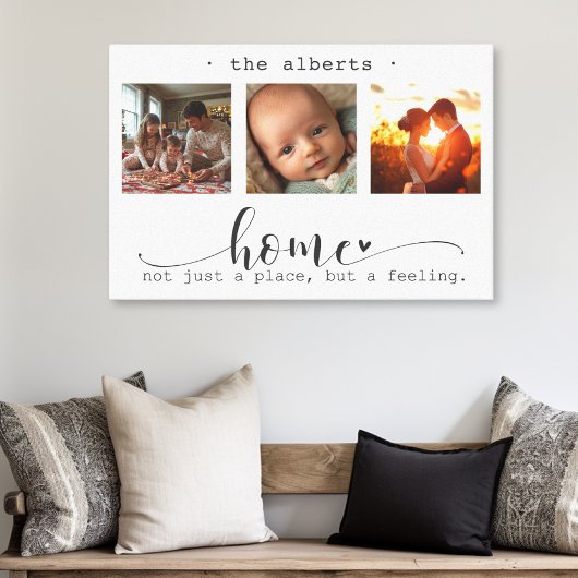 Moderne fotocollage huis niet alleen een plek canvas afdruk