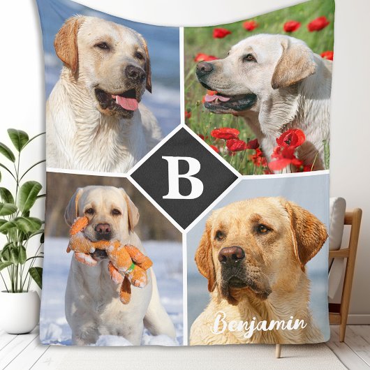 Moderne Fotocollage Huisdier Hond Gepersonaliseerd Fleece Deken