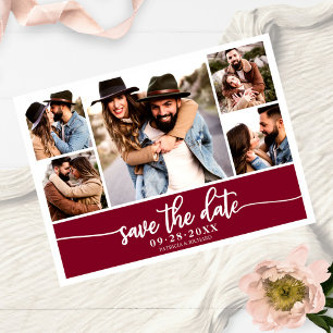 Moderne Fotocollage Huwelijk Save The Date Briefkaart