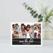 Moderne Fotocollage Huwelijk Save The Date Briefkaart (Staand voorkant)