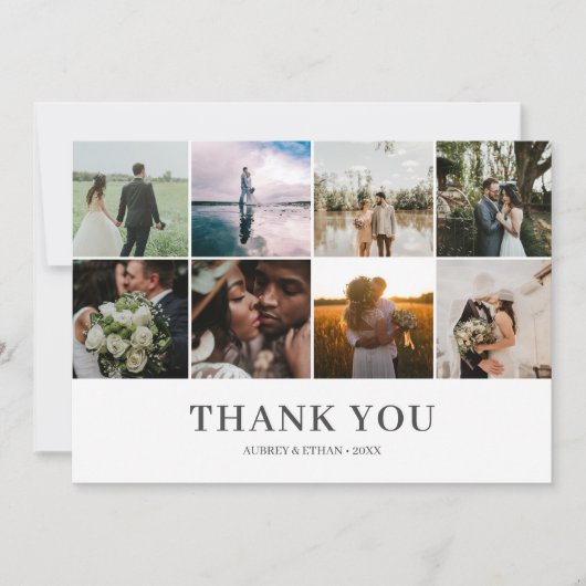 Moderne Fotocollage Huwelijks Dankjewel Bedankkaart (Voorkant)
