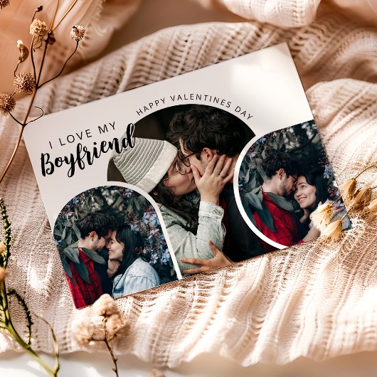 Moderne fotocollage Ik hou van mijn vriend Feestdagenkaart