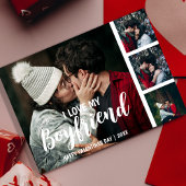 Moderne fotocollage Ik hou van mijn vriend Feestdagenkaart