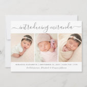 Moderne fotocollage introduceert Baby geboorte Aankondiging (Voorkant)