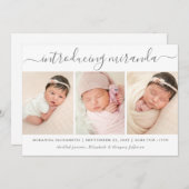 Moderne fotocollage introduceert Baby geboorte Aankondiging (Voorkant / Achterkant)